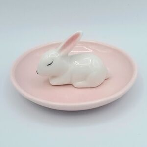 Rabbit Pink Ceramic Jewelry Dish Bunny